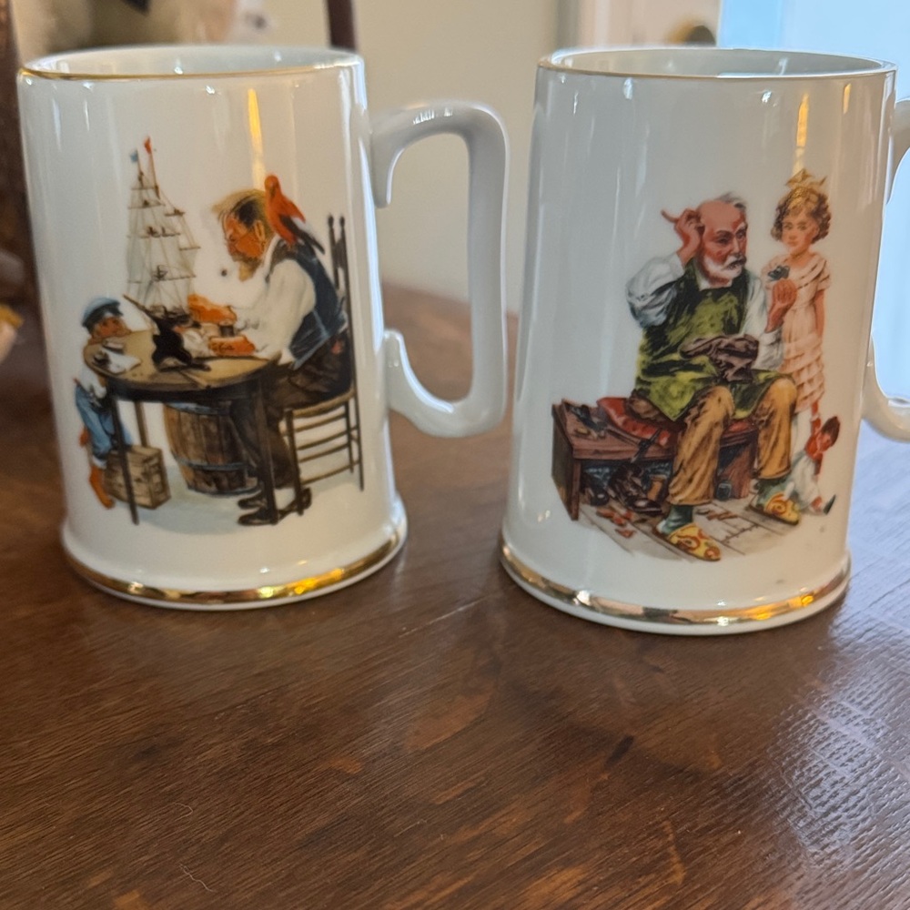 Norman Rockwell Illustrated White Ceramic Mugs - Picture 1 of 5